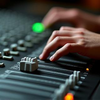 Mixing console board at Emerald Sound Studios